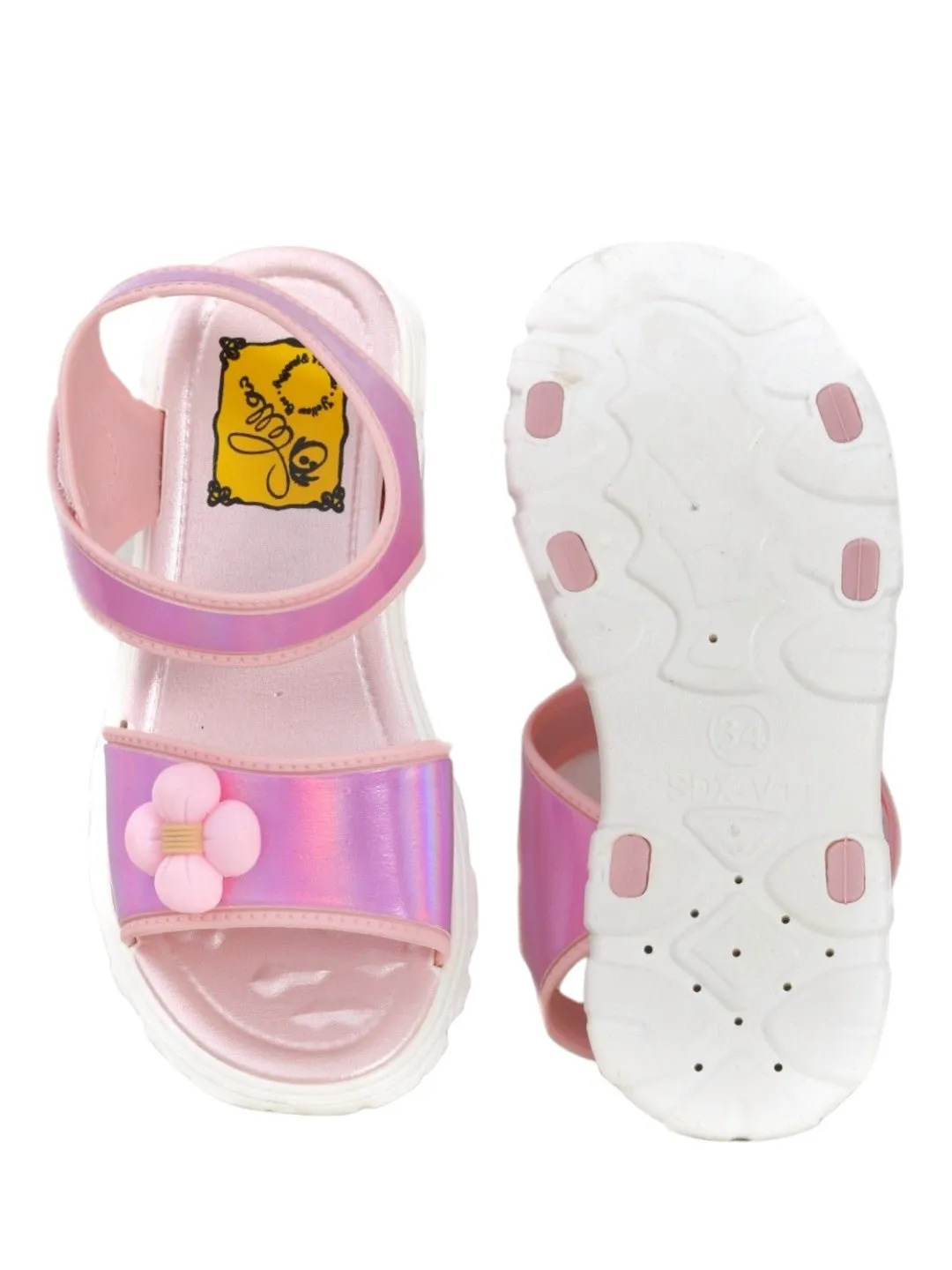 Enchanted Blossom Pink Holographic Flower Sandals