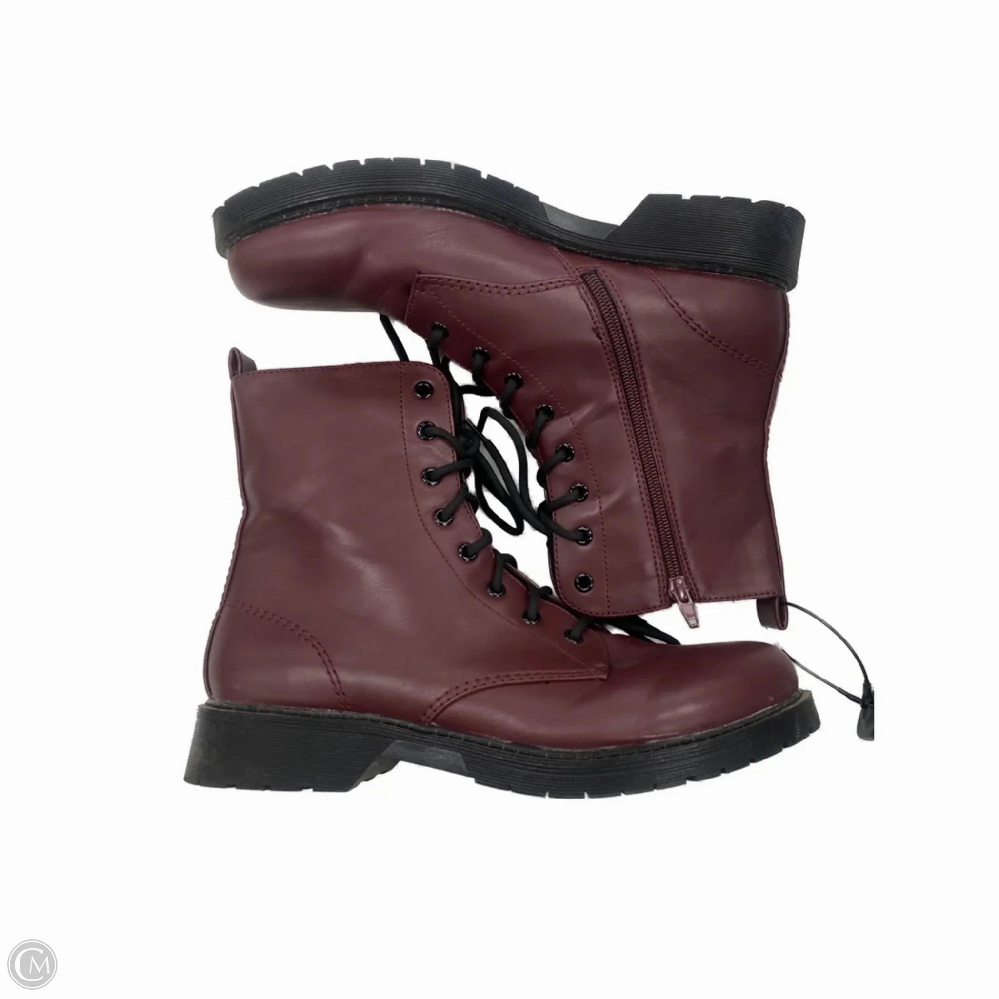 Multi Use Winter Ready Boots Ankle Flats By Time And Tru In Maroon, Size: 11