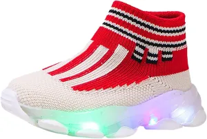 EnJoCho 1-6Years Sport Baby Children Luminous Shoes Girls Light Kids Led Bling Baby Shoes Boys Running Shoes (Red#65, 12-15 Months)