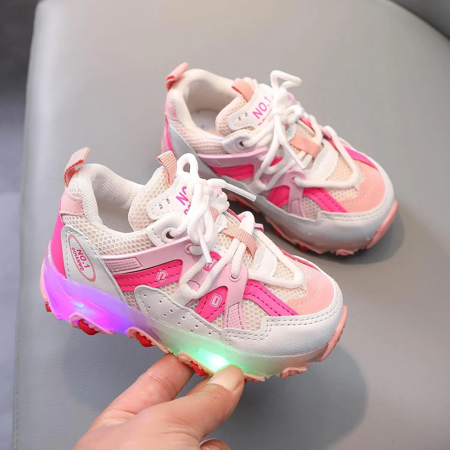 EnJoCho Kids Running Shoes Girls Led Children Luminous Sport Kids Baby Shoes Light Boys Bling Baby Shoes Breathable
