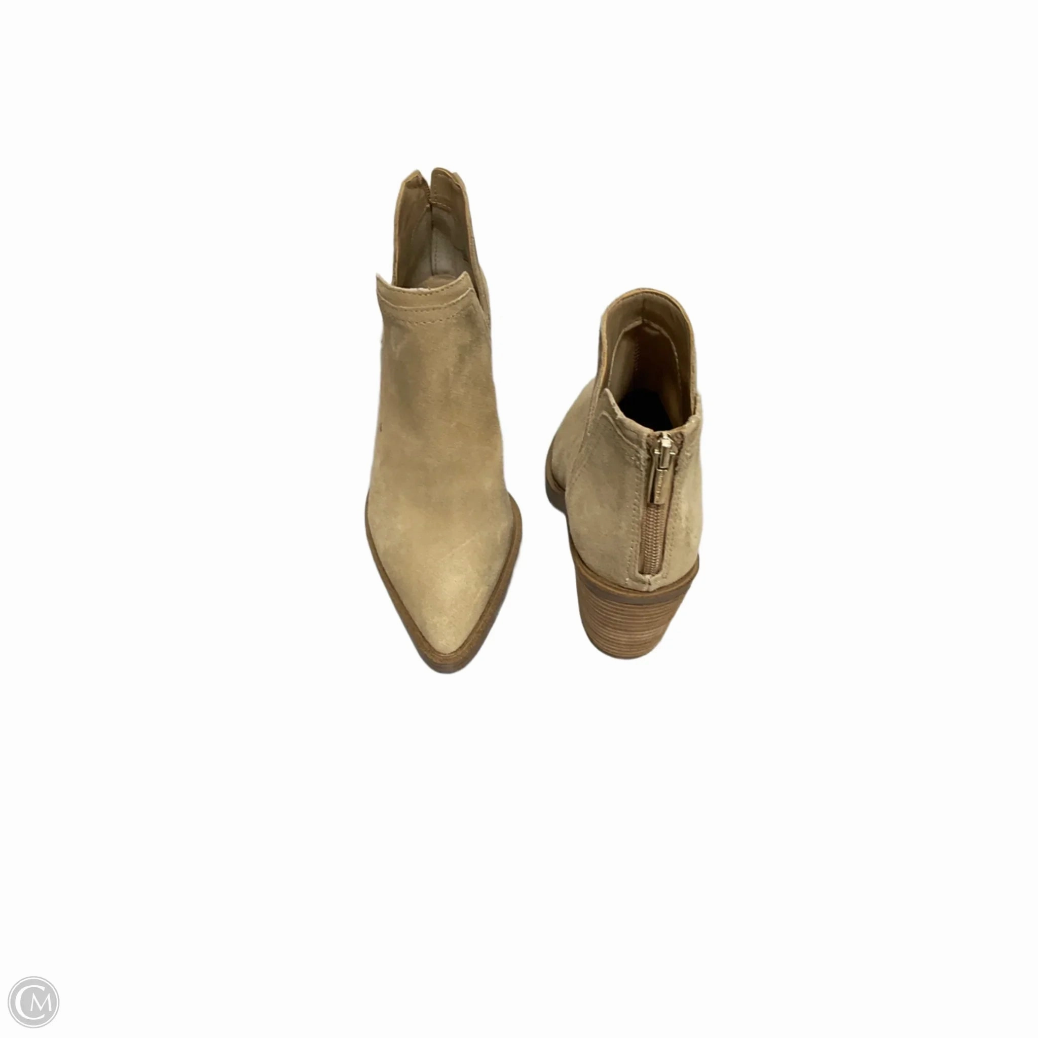 Waterproof Design Metallic Accent Boots Ankle Heels By Vince Camuto In Tan, Size: 6