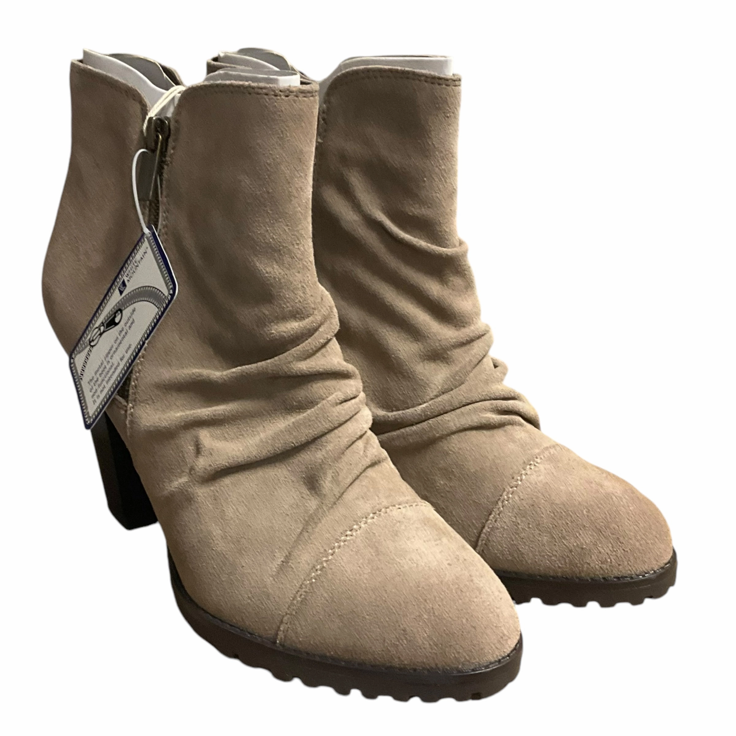 Odor Control Layer Mid Top Boots Ankle Heels By White Mountain In Taupe, Size: 10