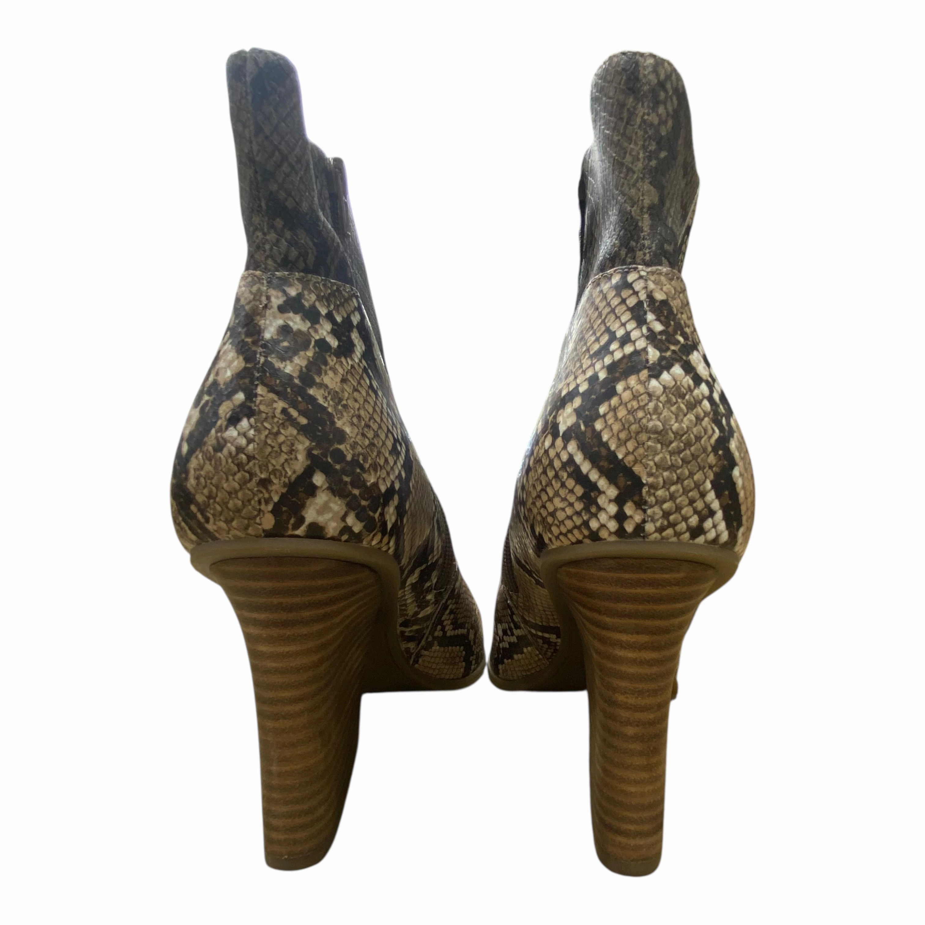 Street Walk Trendy Vibe Boots Ankle Heels By Crown Vintage In Snakeskin Print, Size:10