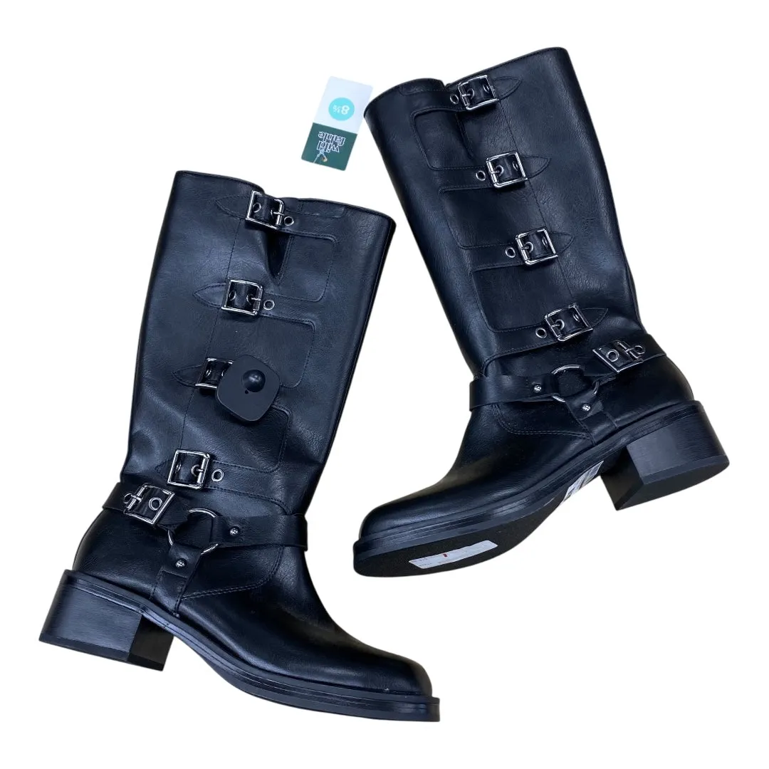Weekend Fashion Boots Mid-Calf Heels By Wild Fable In Black, Size:8.5