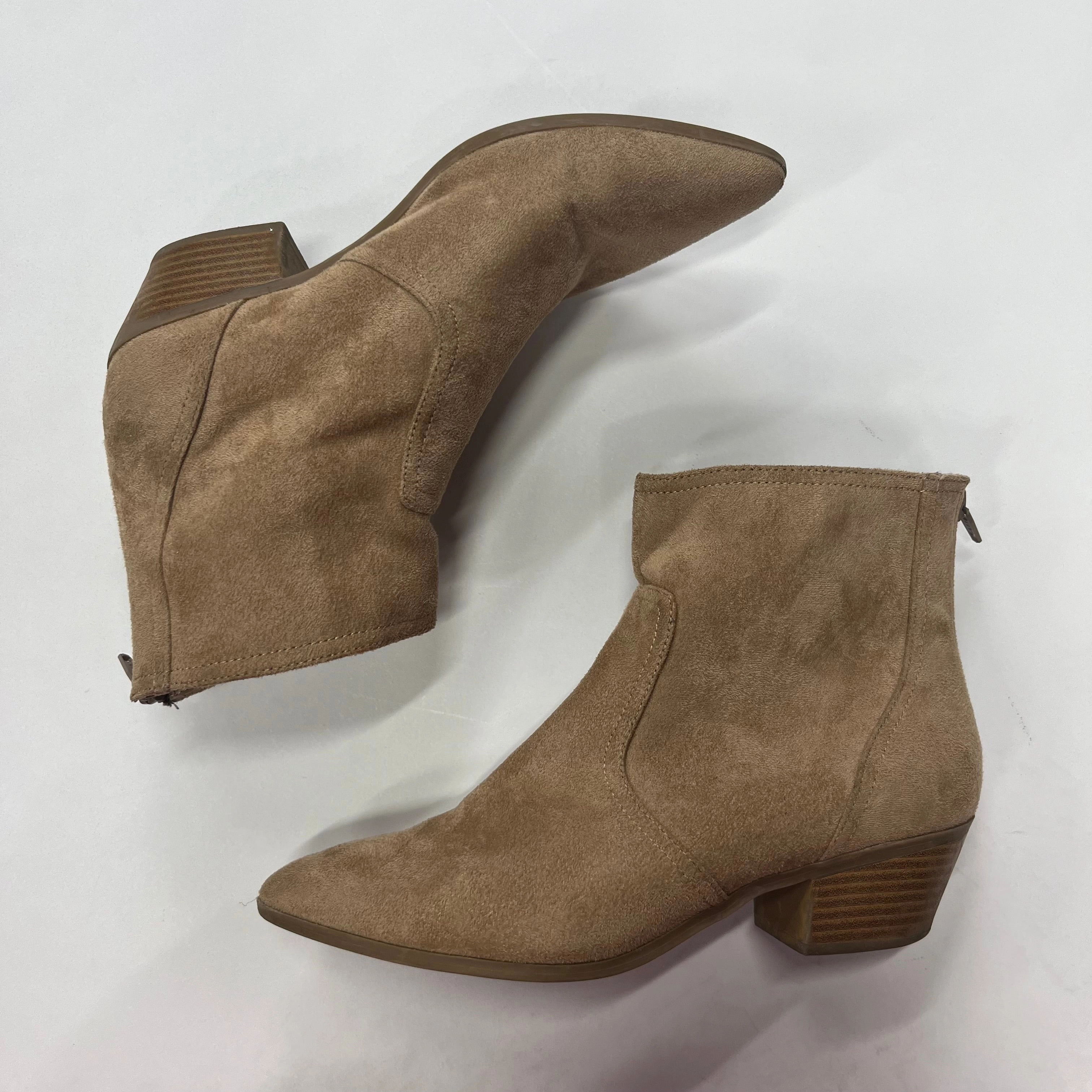 Tan Boots Ankle Heels Banana Republic O, Size 7.5 Stage Show Ergonomic Shape