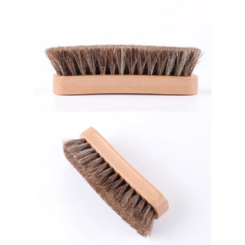 Extra Large Wooden Handcrafted Horsehair Shoe Brush for Leather Shining & Cleaning