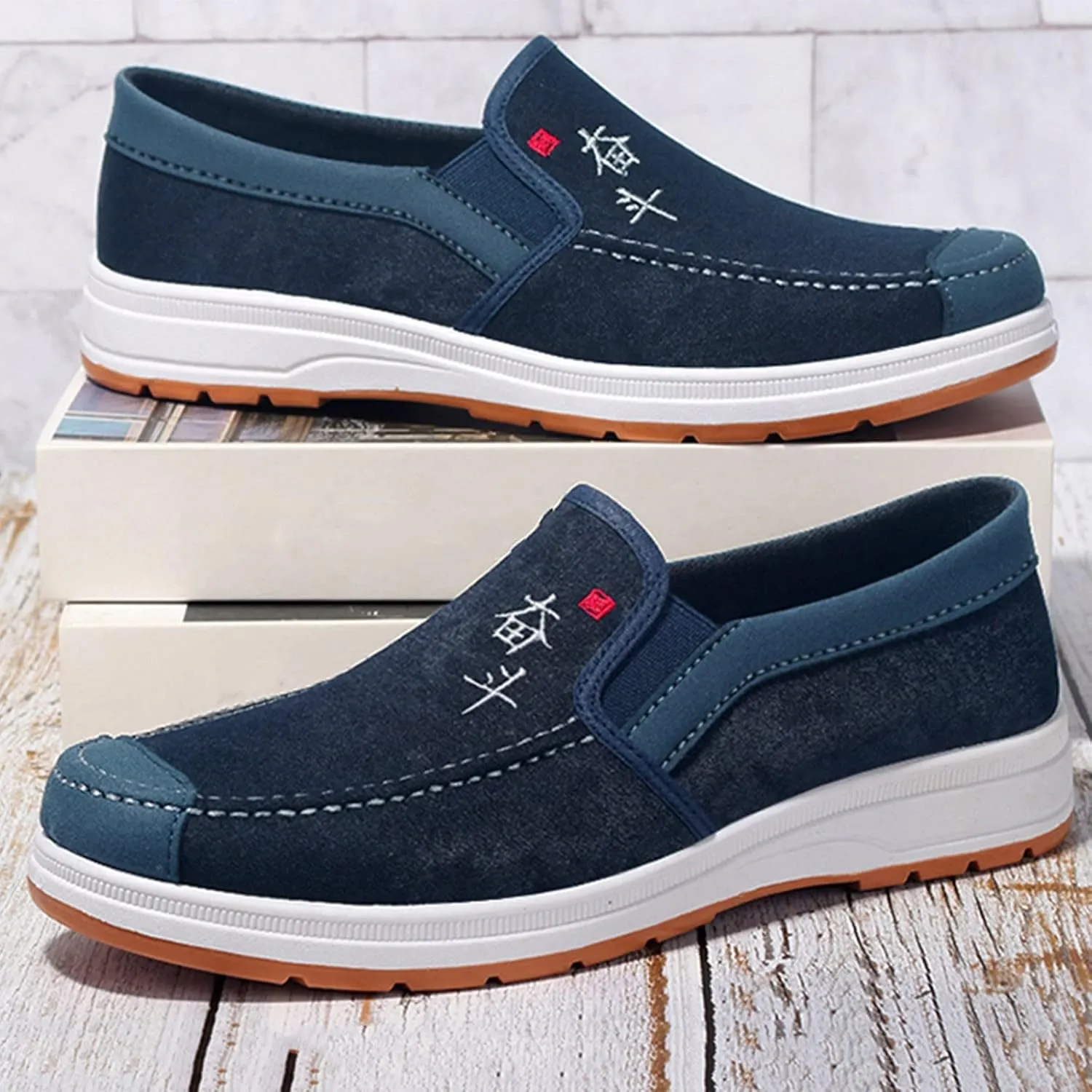 Fashion All Season Men Casual Shoes Flat Non Slip Lightweight Suede Cloth Solid Color Comfortable Indoor Super Shoes