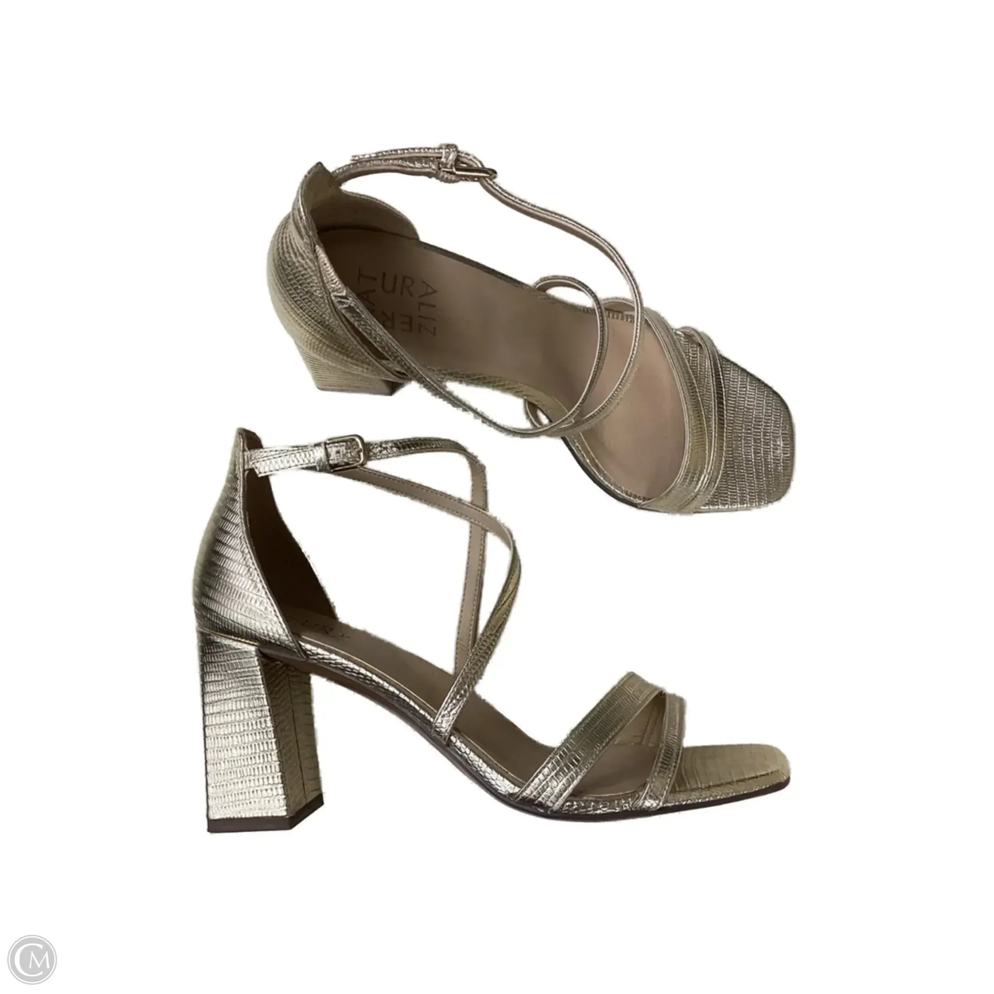 Shoes Heels Block By Naturalizer In Gold, Size: 8.5 Comfortable Heeled Sandals Court