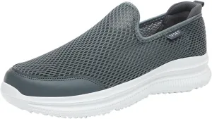 Fashion Summer Men Breathable Mesh Shallow Mouth Slip On Lightweight Casual Shoes Tops Mens Sneaker (Grey, 10)