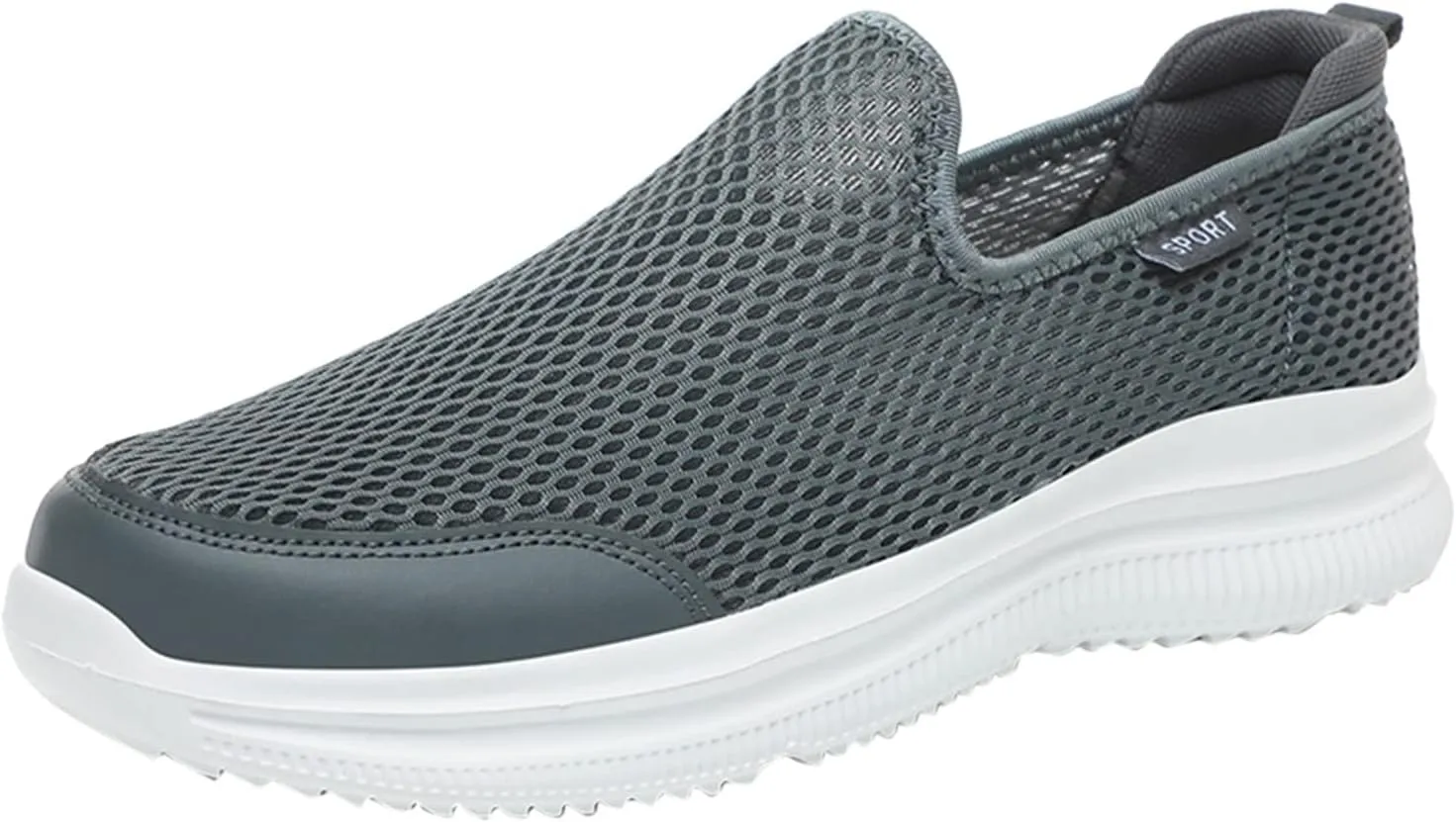 Fashion Summer Men Breathable Mesh Shallow Mouth Slip On Lightweight Casual Shoes Tops Mens Sneaker (Grey, 10)