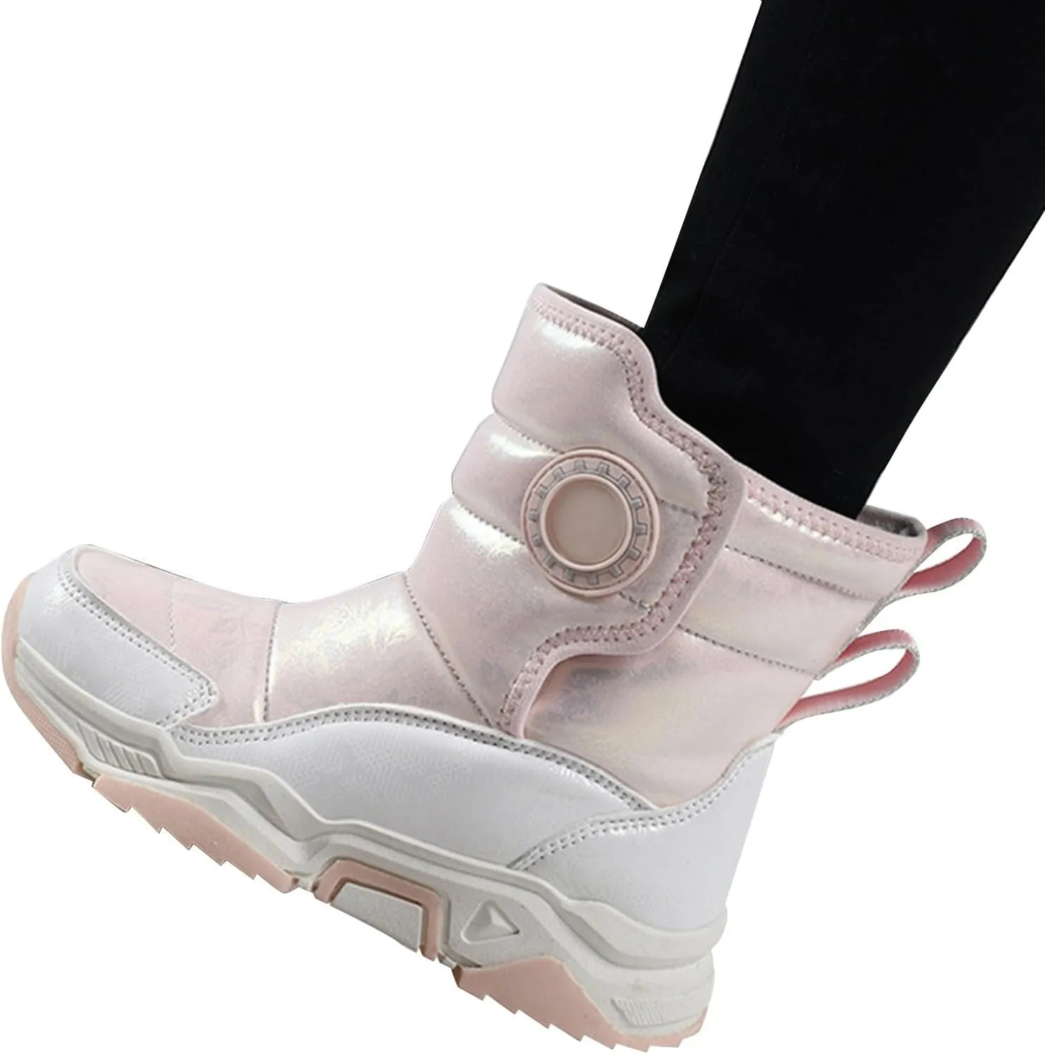 Fashion Winter Mid Calf Boots for Kids Platform Water-Proof Outdoor Warm Cozy Anti-Slip Winter Shoes for Girl Boy