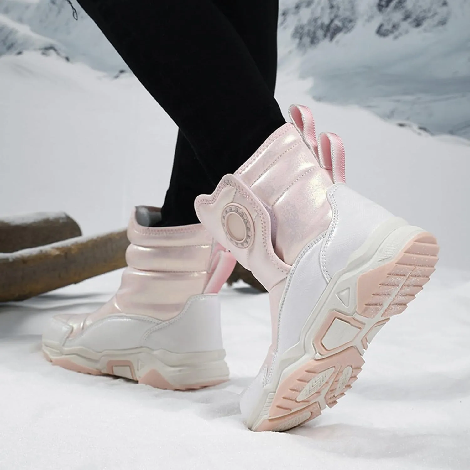 Fashion Winter Mid Calf Boots for Kids Platform Water-Proof Outdoor Warm Cozy Anti-Slip Winter Shoes for Girl Boy