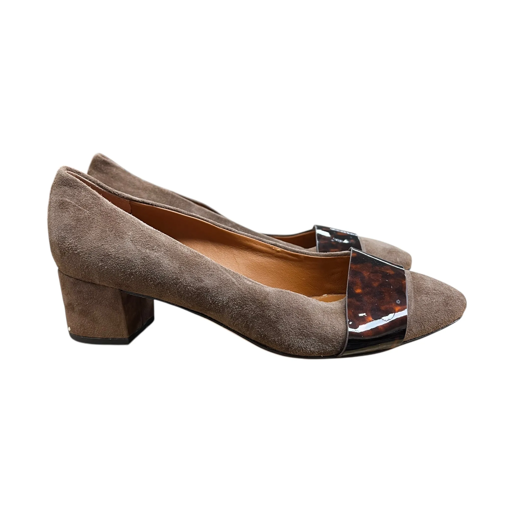 Elastic laces Shoes Heels Block By J Mclaughlin In Brown, Size:7.5