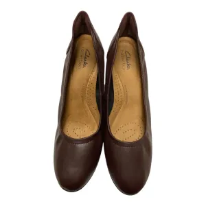 Shoes Heels Block By Clarks In Purple, Size:6.5 Slip Resistant Outsole