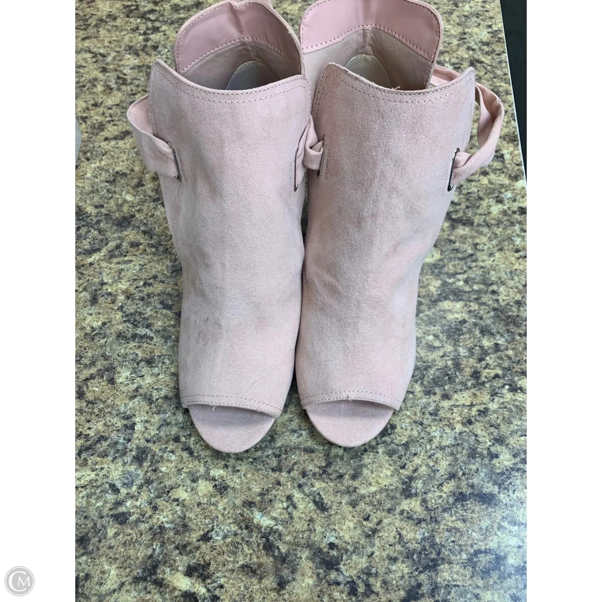 Classy High Heels Open Toe Evening Pumps Shoes Heels Block By Cmf In Pink, Size: 12
