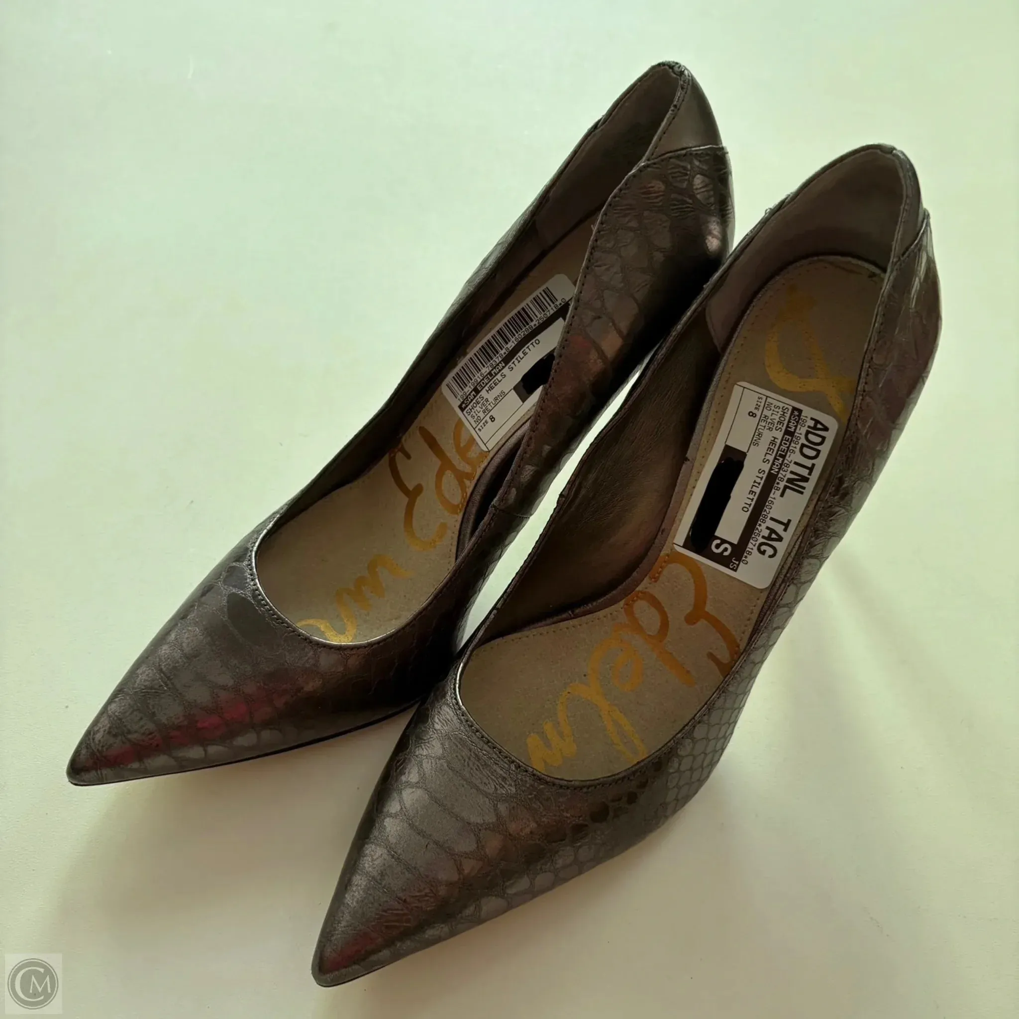 Bright Mood Open Heel Sandals Shoes Heels Stiletto By Sam Edelman In Silver, Size: 8