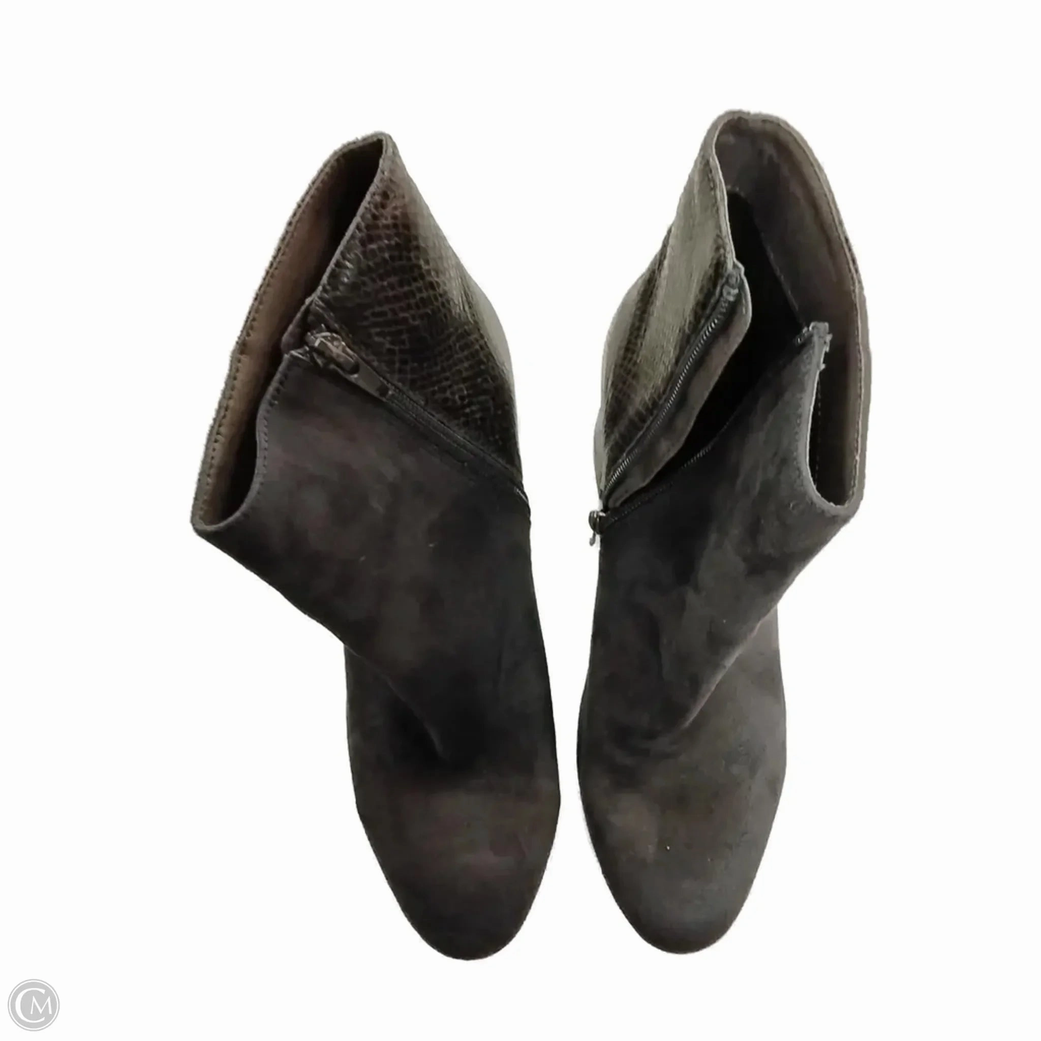 Traction Lug Pattern Boots Ankle Heels By Xoxo In Snakeskin Print, Size: 6.5