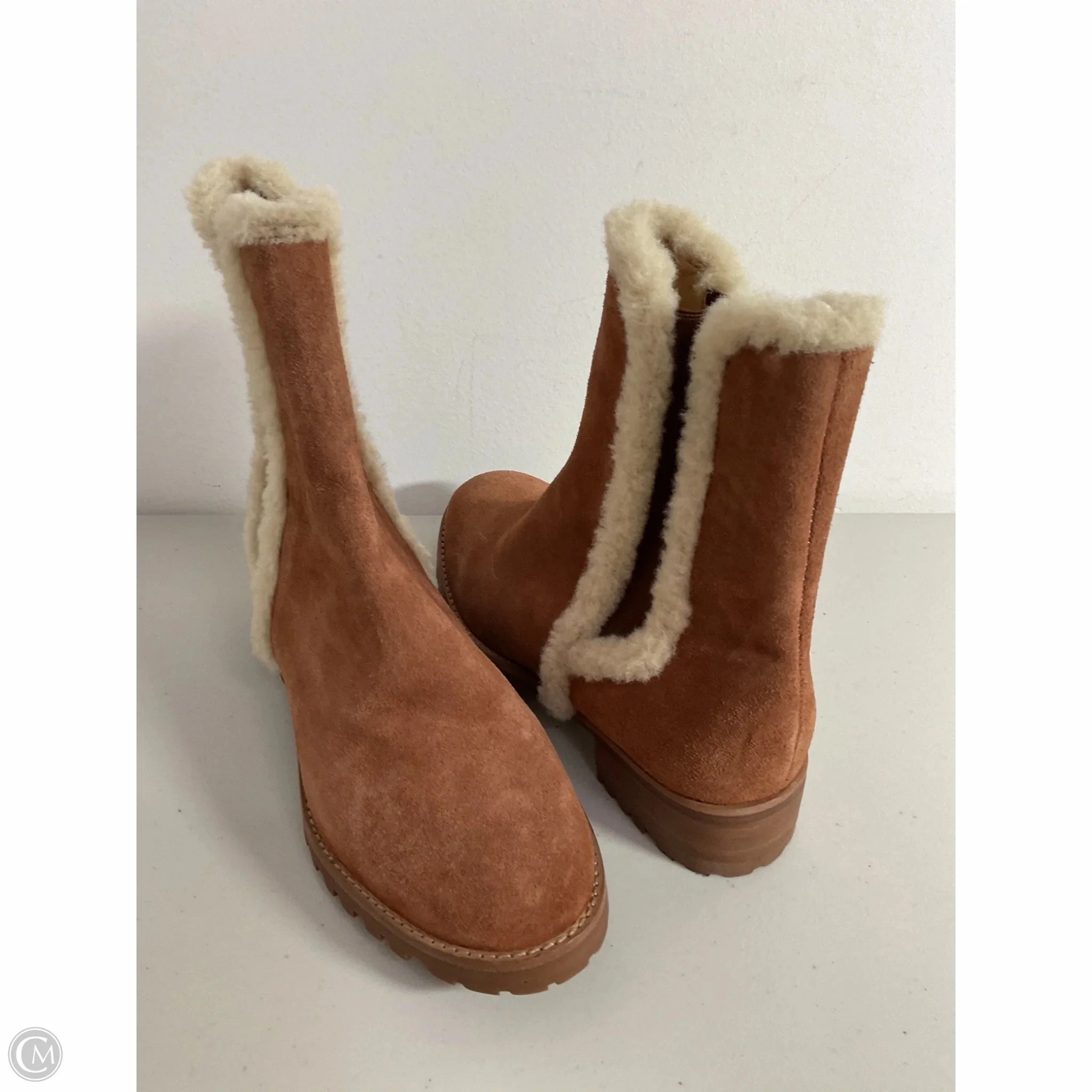 Lace Up Design Shock Diffusing Heel Boots Ankle Flats By Talbots In Tan, Size: 8.5
