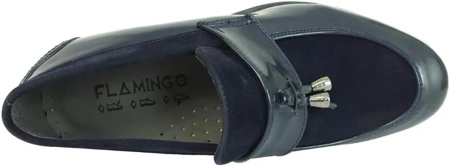 Flamingo Boys Formal Patent Leather & Suede Slip on Loafers Shoes
