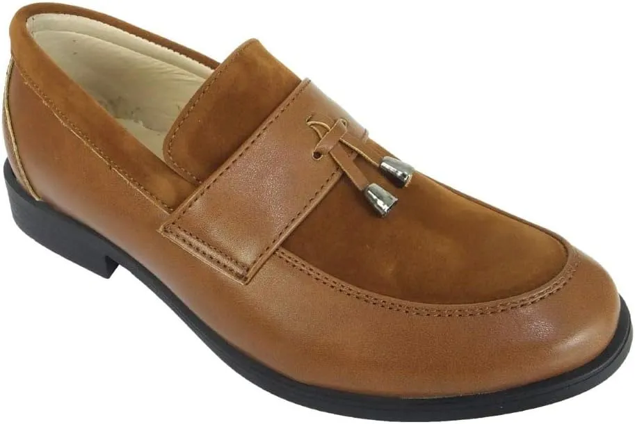 Flamingo Boys Formal Patent Leather & Suede Slip on Loafers Shoes