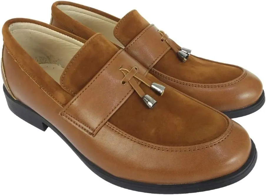 Flamingo Boys Formal Patent Leather & Suede Slip on Loafers Shoes