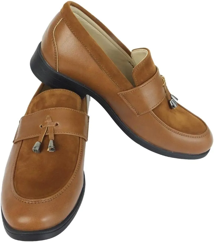 Flamingo Boys Formal Patent Leather & Suede Slip on Loafers Shoes