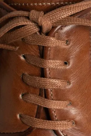 Flat Dark Cognac Waxed Cotton Shoelaces