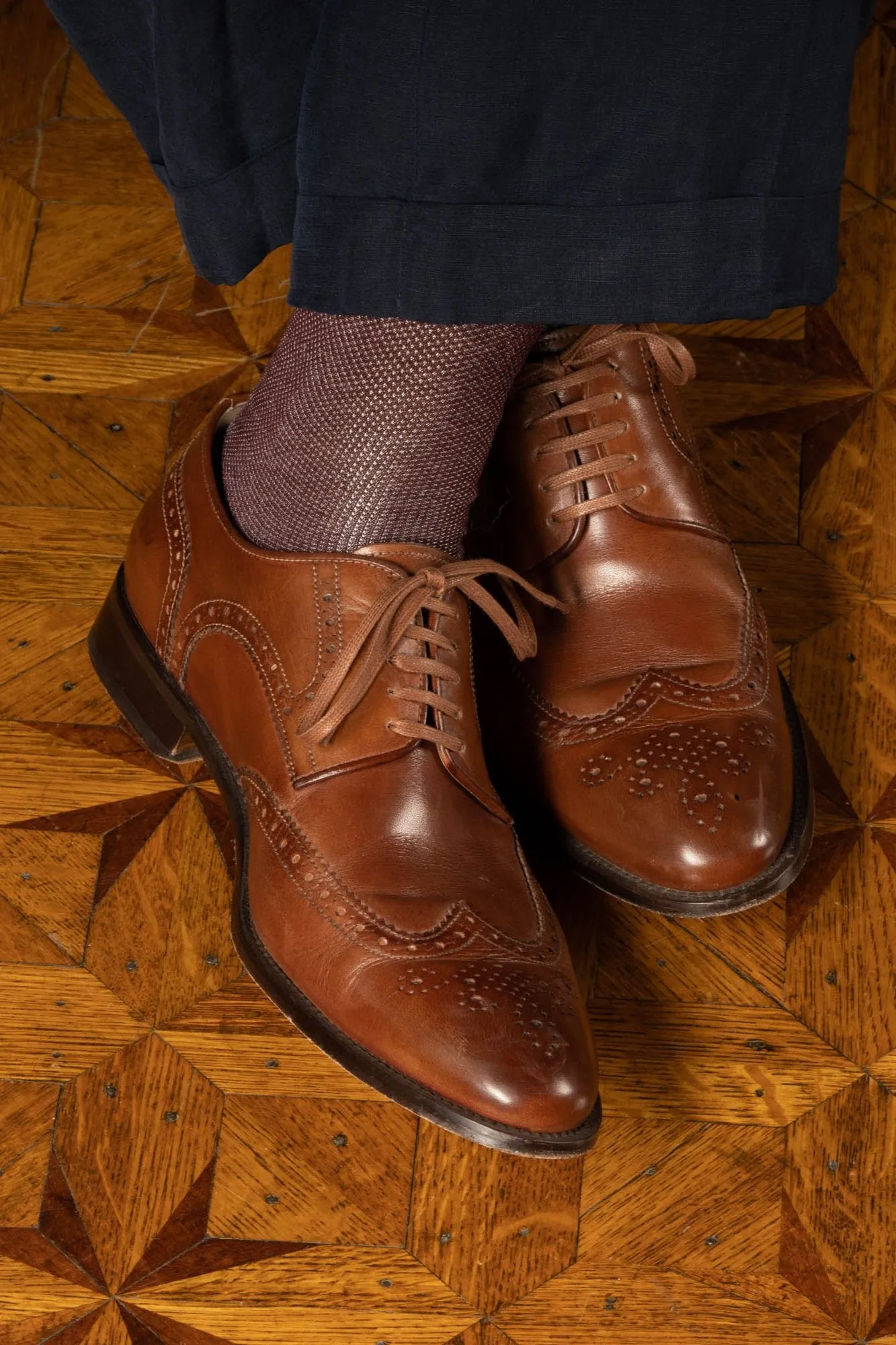 Flat Dark Cognac Waxed Cotton Shoelaces