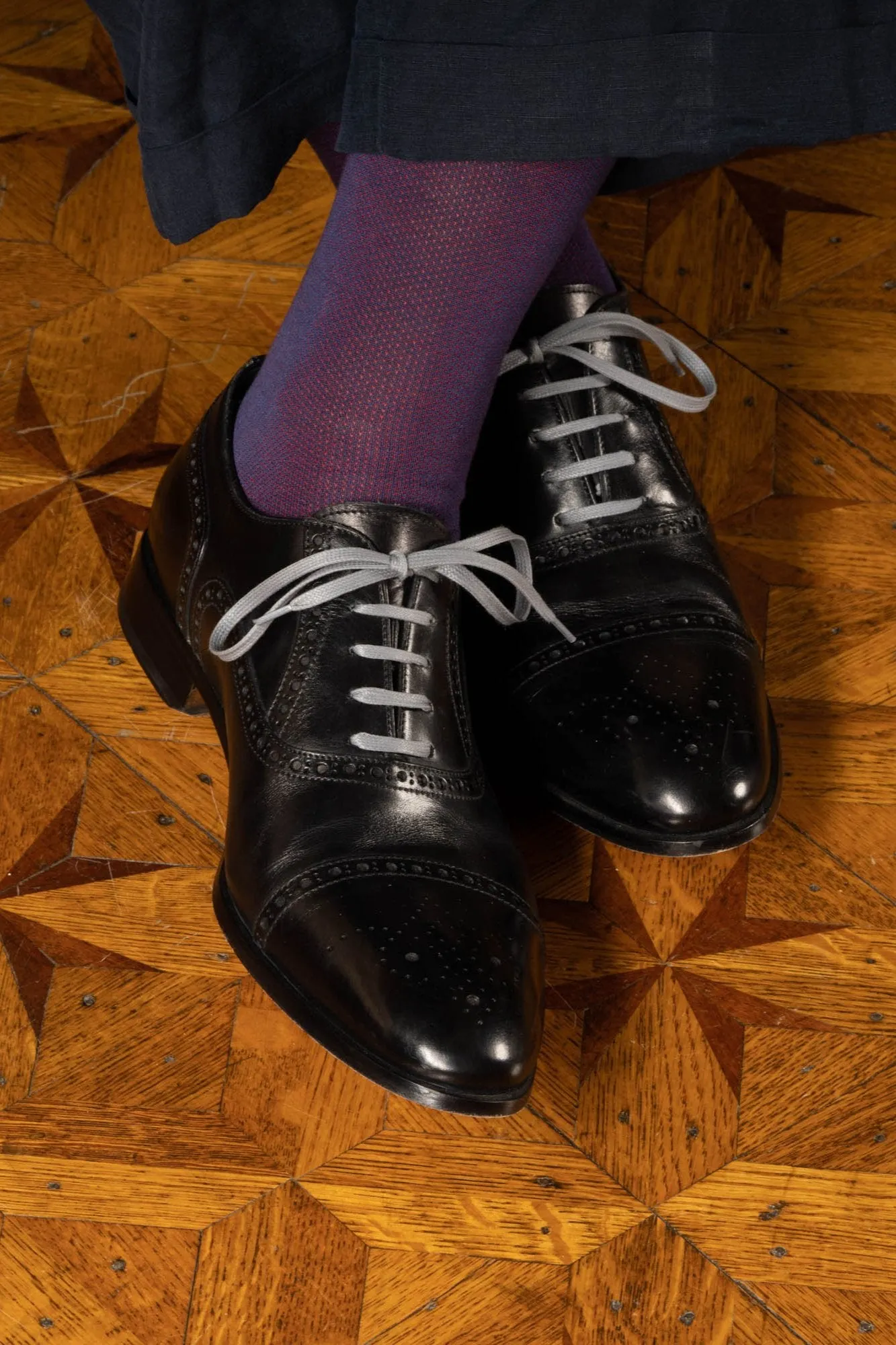 Flat Dark Gray Waxed Cotton Shoelaces