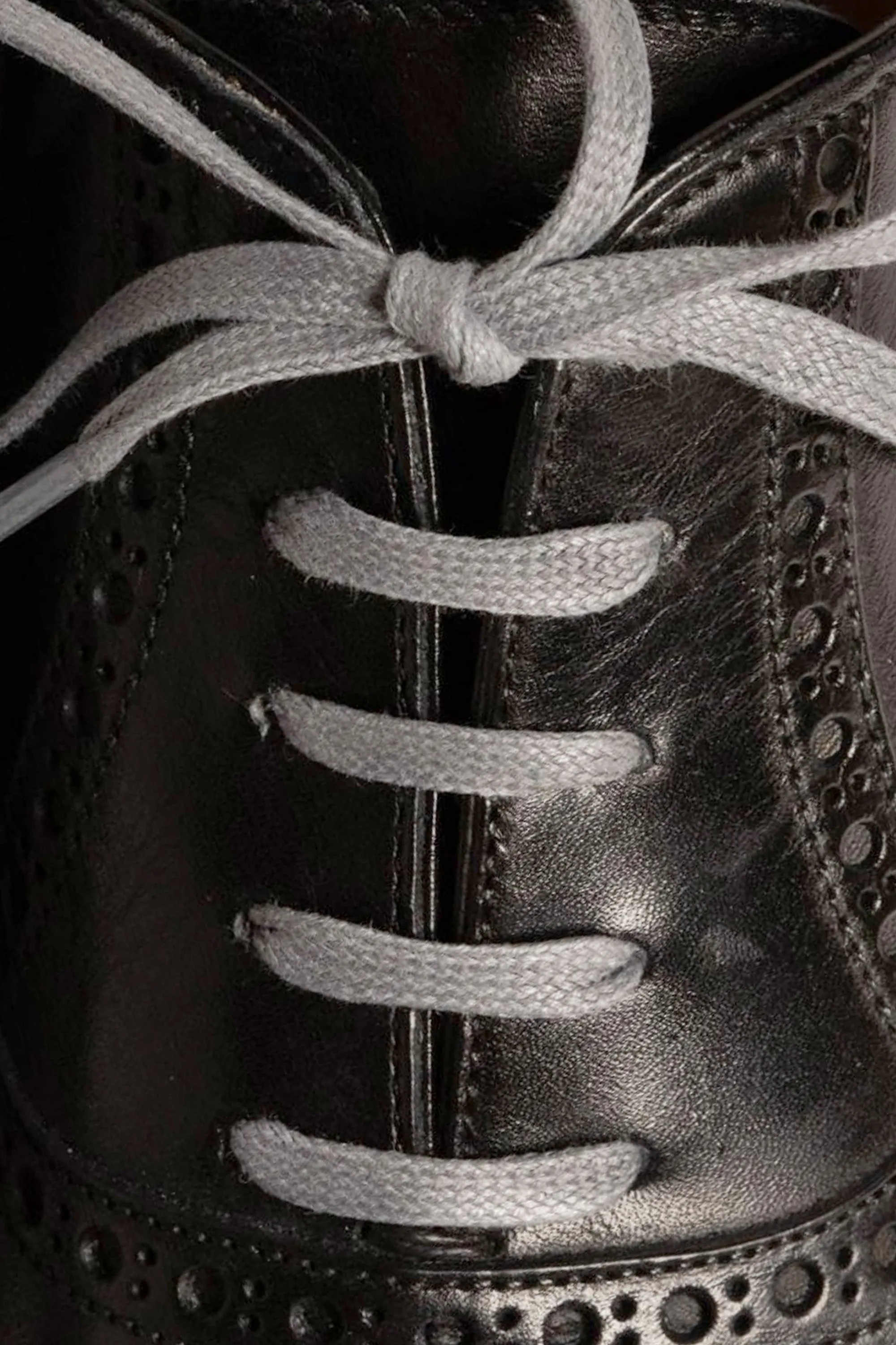 Flat Dark Gray Waxed Cotton Shoelaces