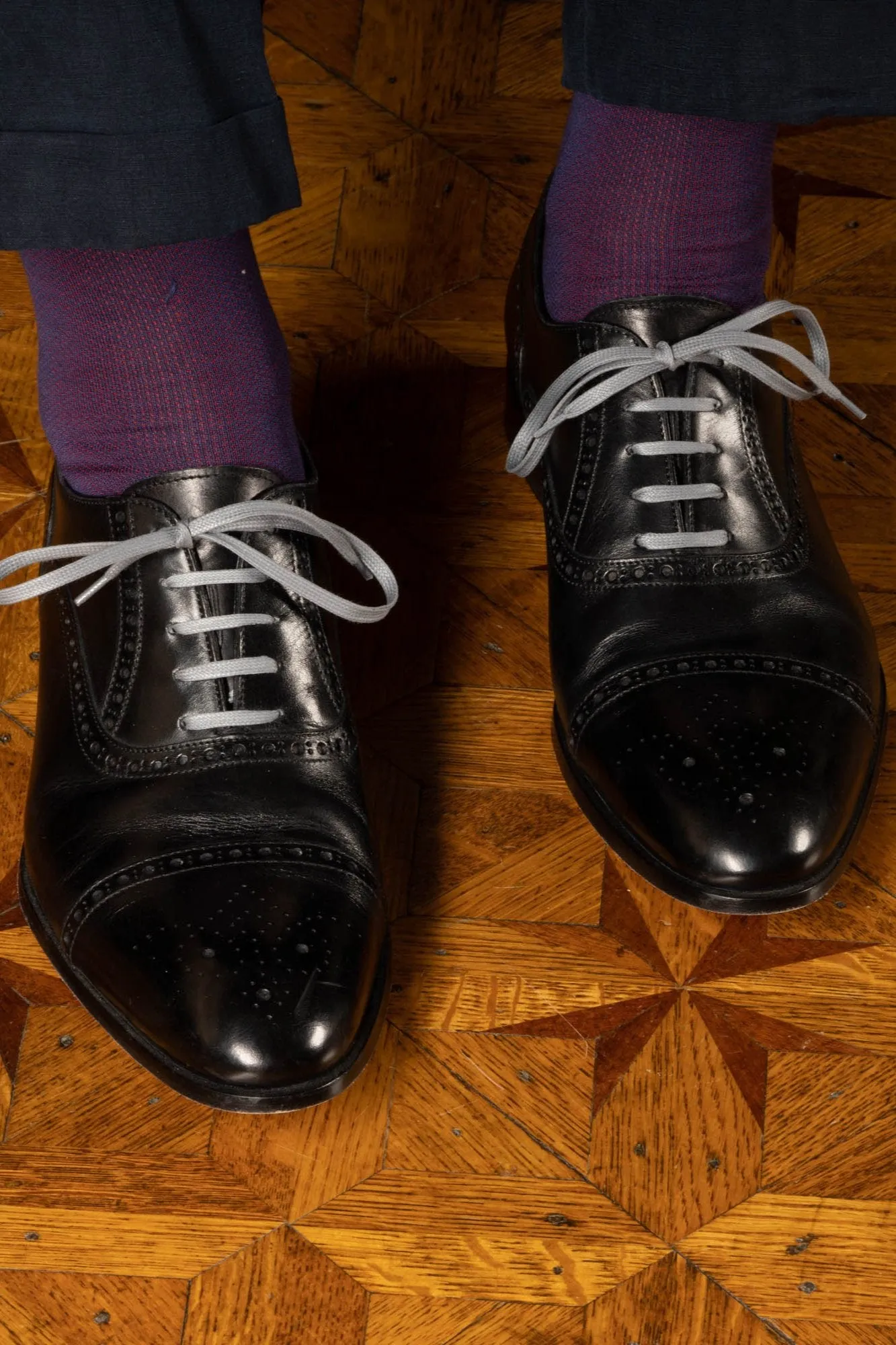 Flat Dark Gray Waxed Cotton Shoelaces