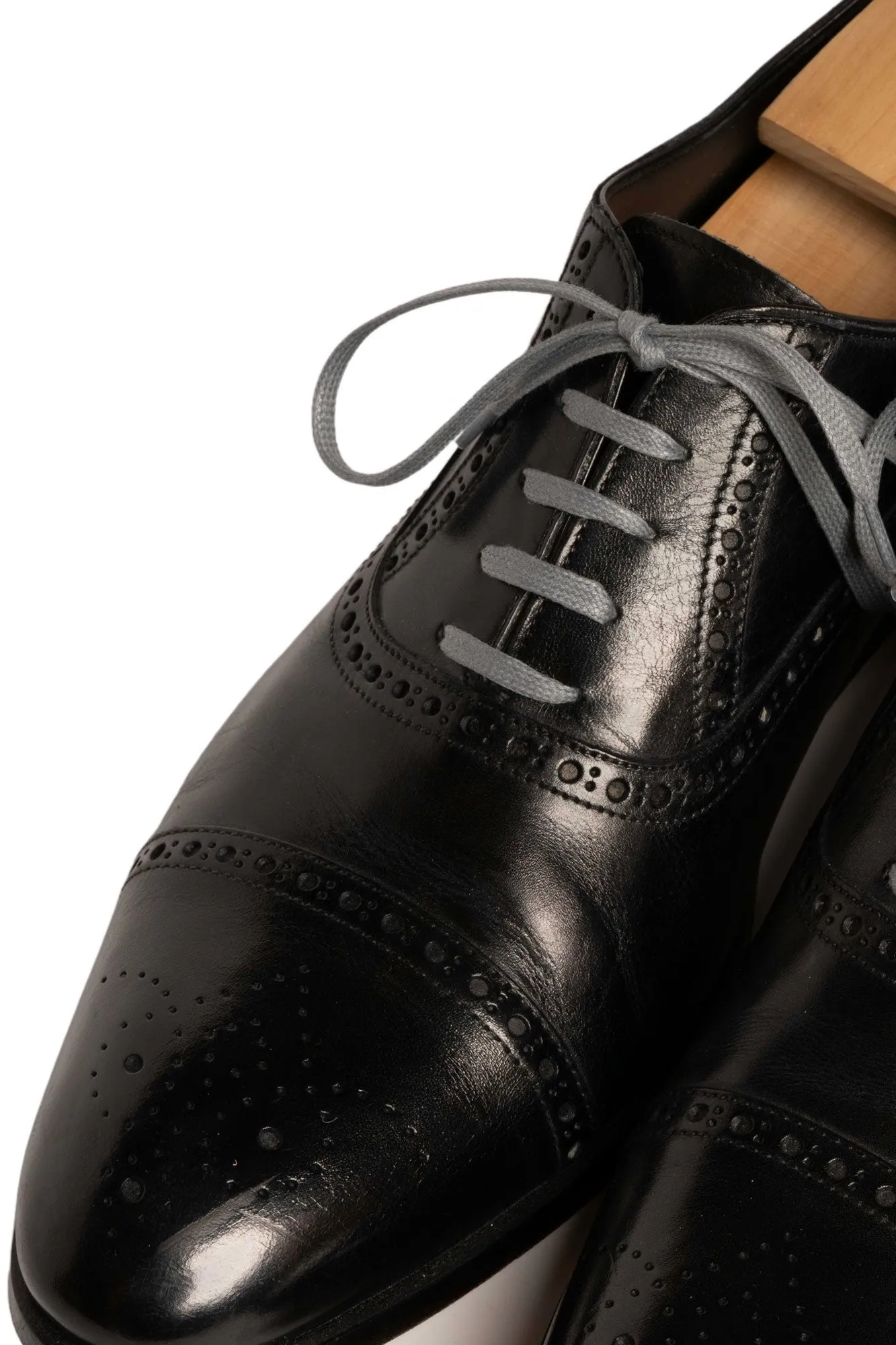 Flat Dark Gray Waxed Cotton Shoelaces