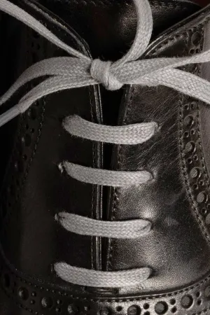 Flat Dark Gray Waxed Cotton Shoelaces