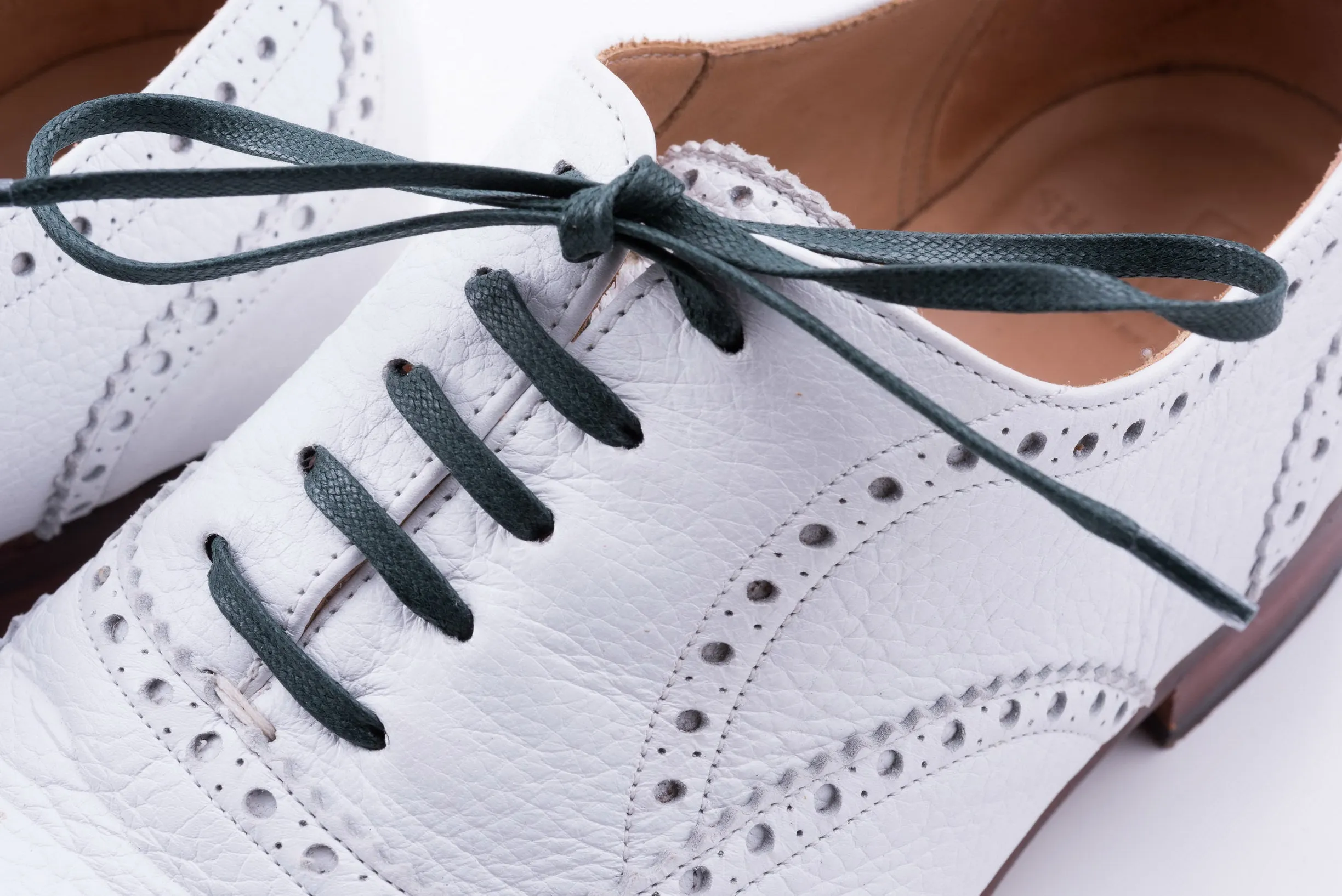 Flat Dark Green Waxed Cotton Shoelaces