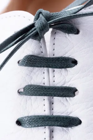 Flat Dark Green Waxed Cotton Shoelaces