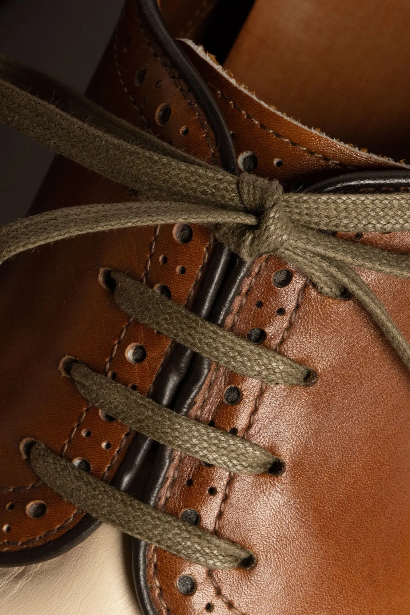 Flat Military Green Waxed Cotton Shoelaces