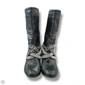 Boots Mid-calf Heels By Clothes Mentor In Black & Silver, Size: 11 All Seasoned Smart Look