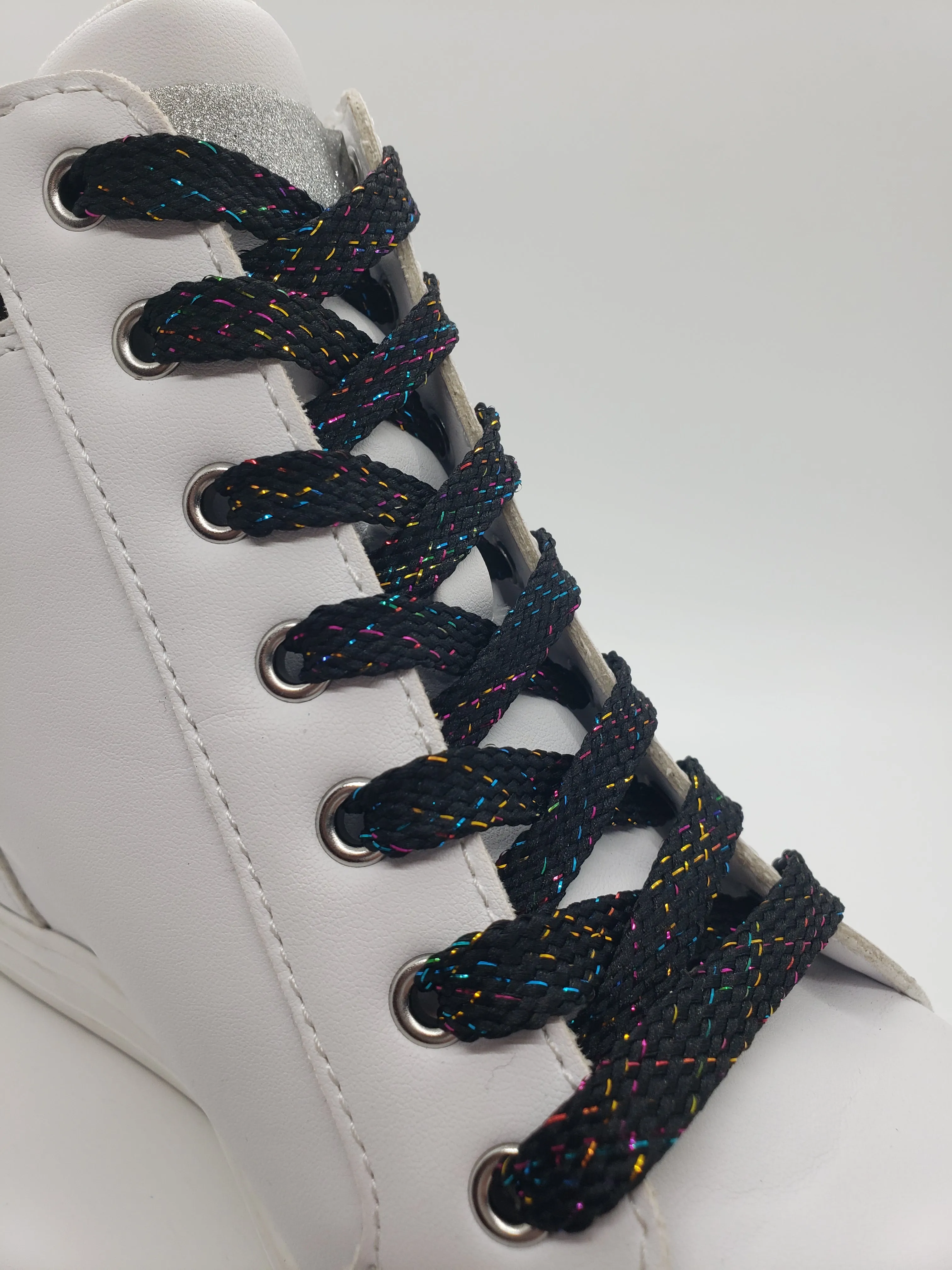 Flat Sparkle Shoelaces - Black