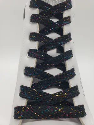 Flat Sparkle Shoelaces - Black
