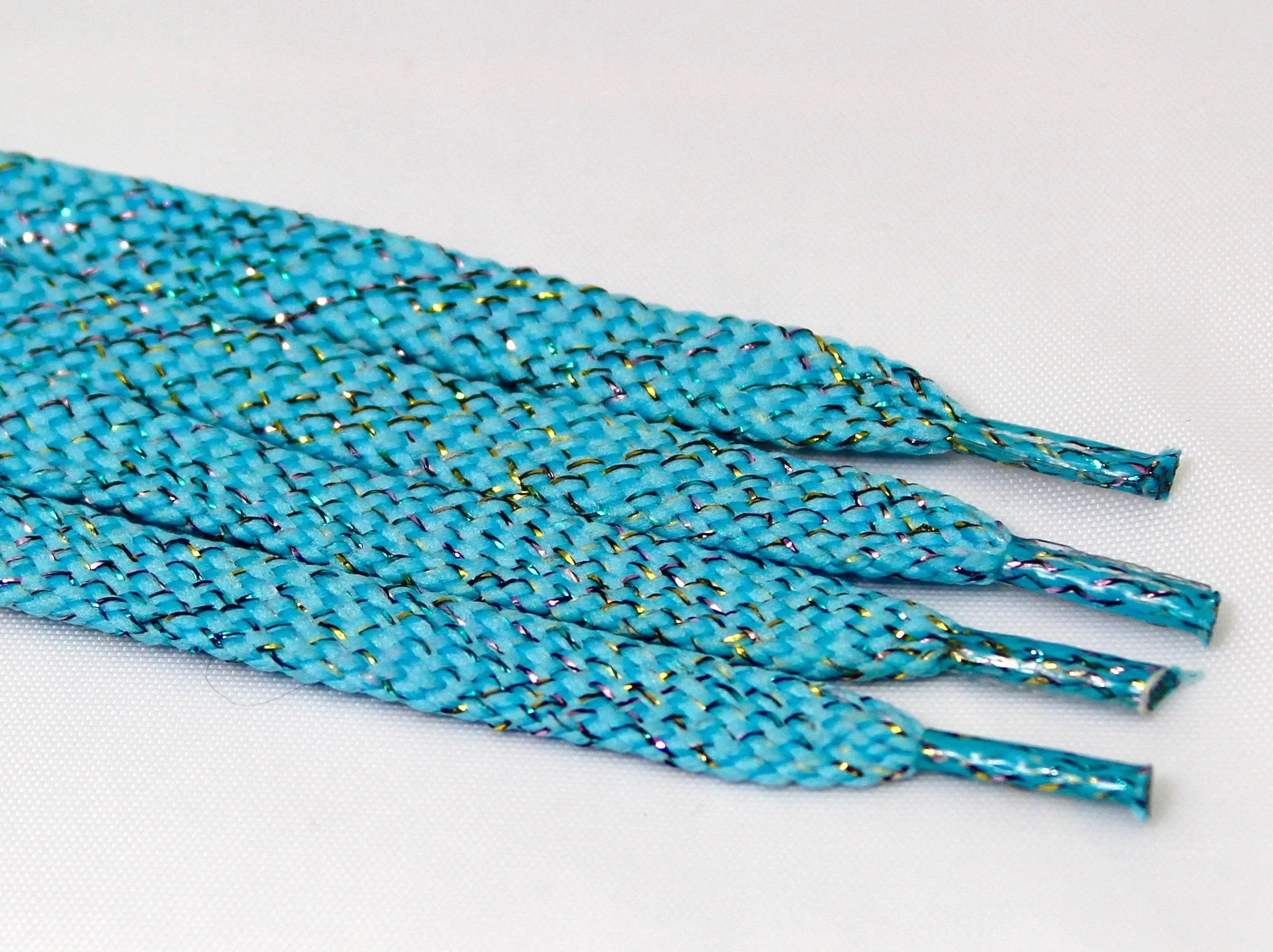 Flat Sparkle Shoelaces - Light Blue