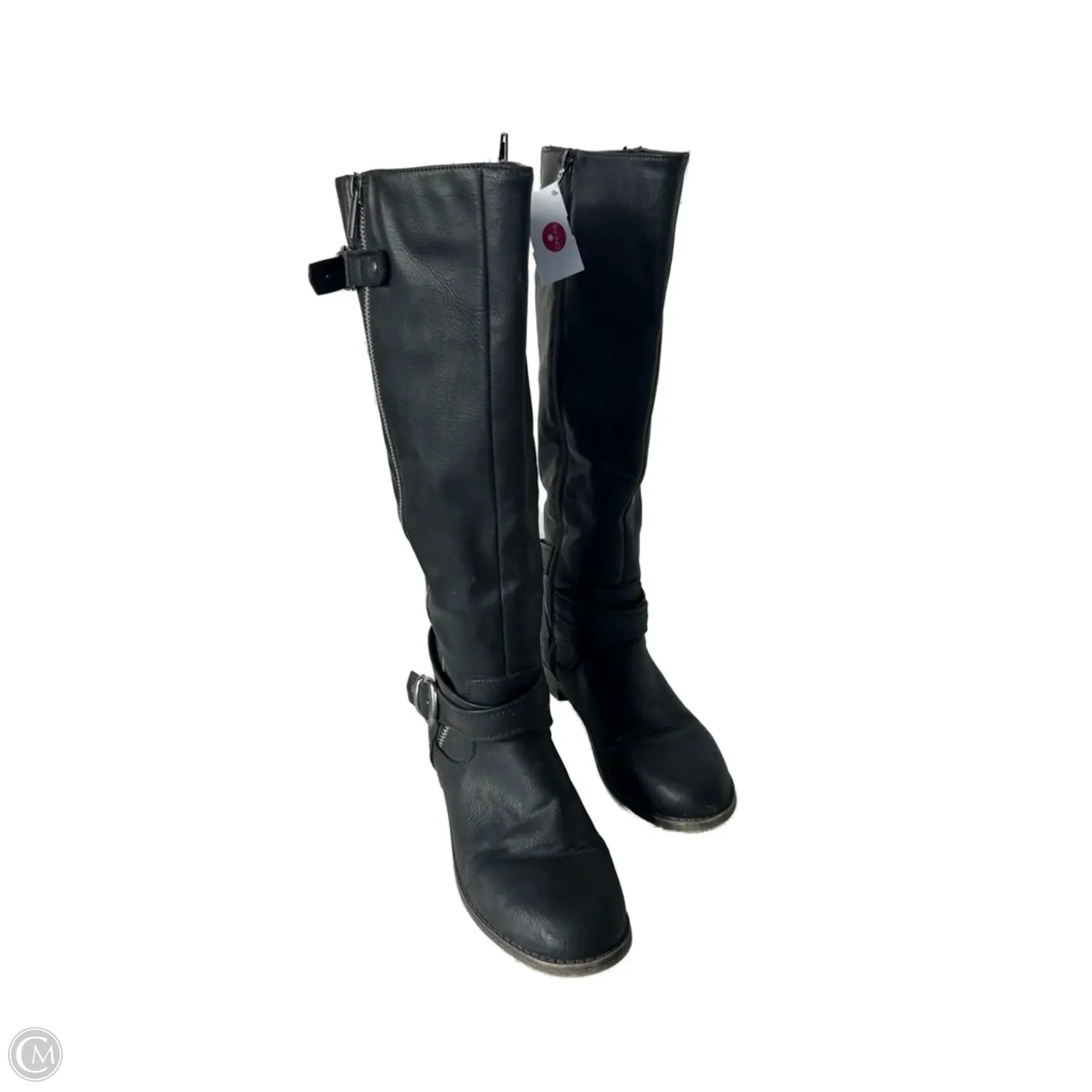 Heeled Glam Boots Knee Flats By Just Fab In Black, Size: 9