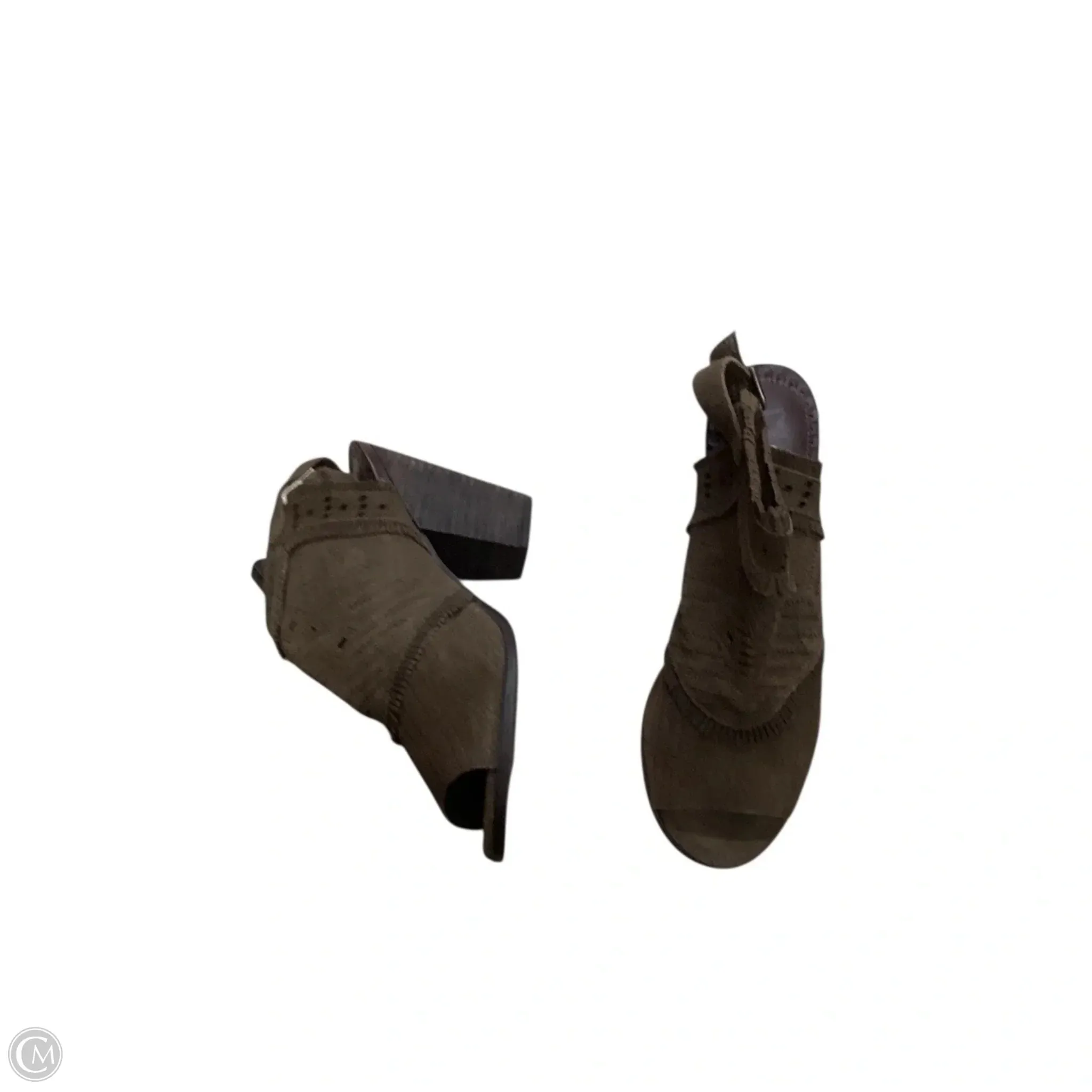 Open Back Heeled Sandals Causal Booties Shoes Heels Block By Naughty Monkey In Brown, Size: 8