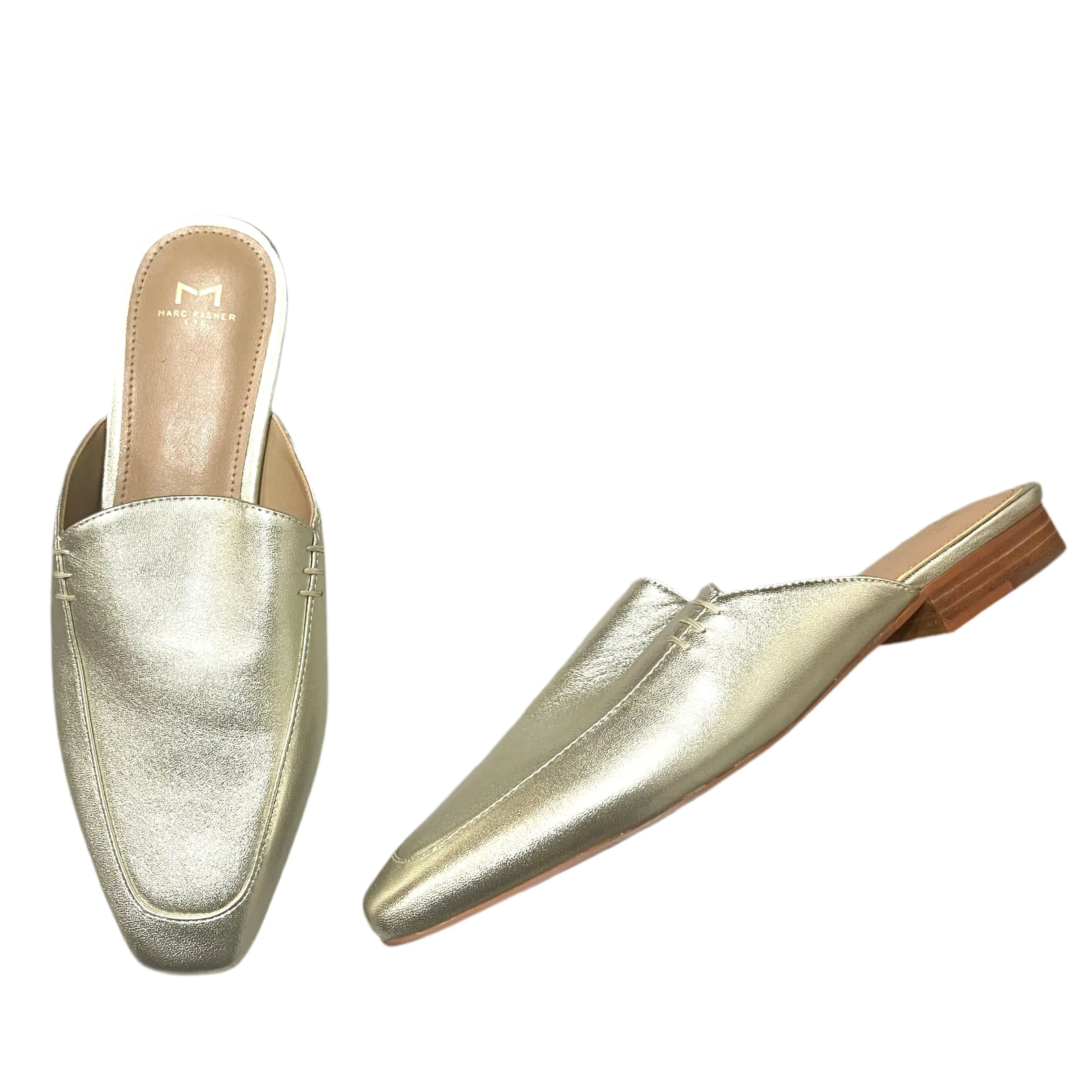 Premium Pumps portable Shoes Heels Block By Marc Fisher In Gold, Size: 7