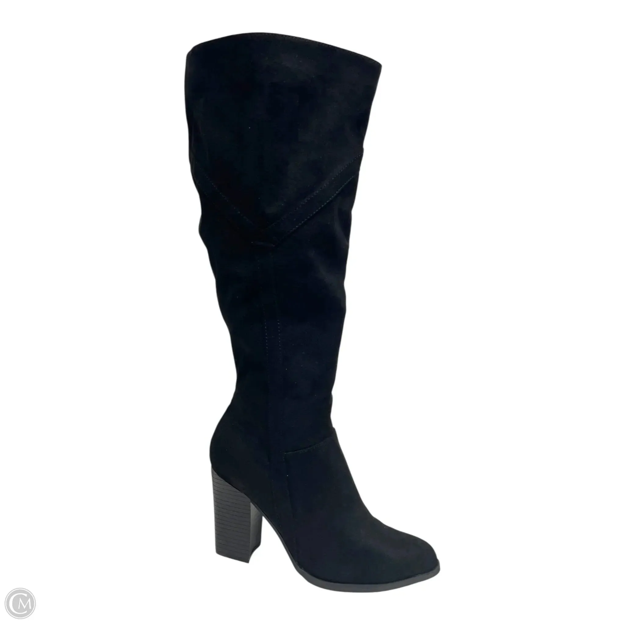 Boots Knee Heels By Clothes Mentor In Black, Size: 8.5 Slip Resistant