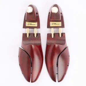 FOOT FEDERATION BURGUNDY COLOR MEN'S WOODEN SHOE TREE WITH TWIN TUBES