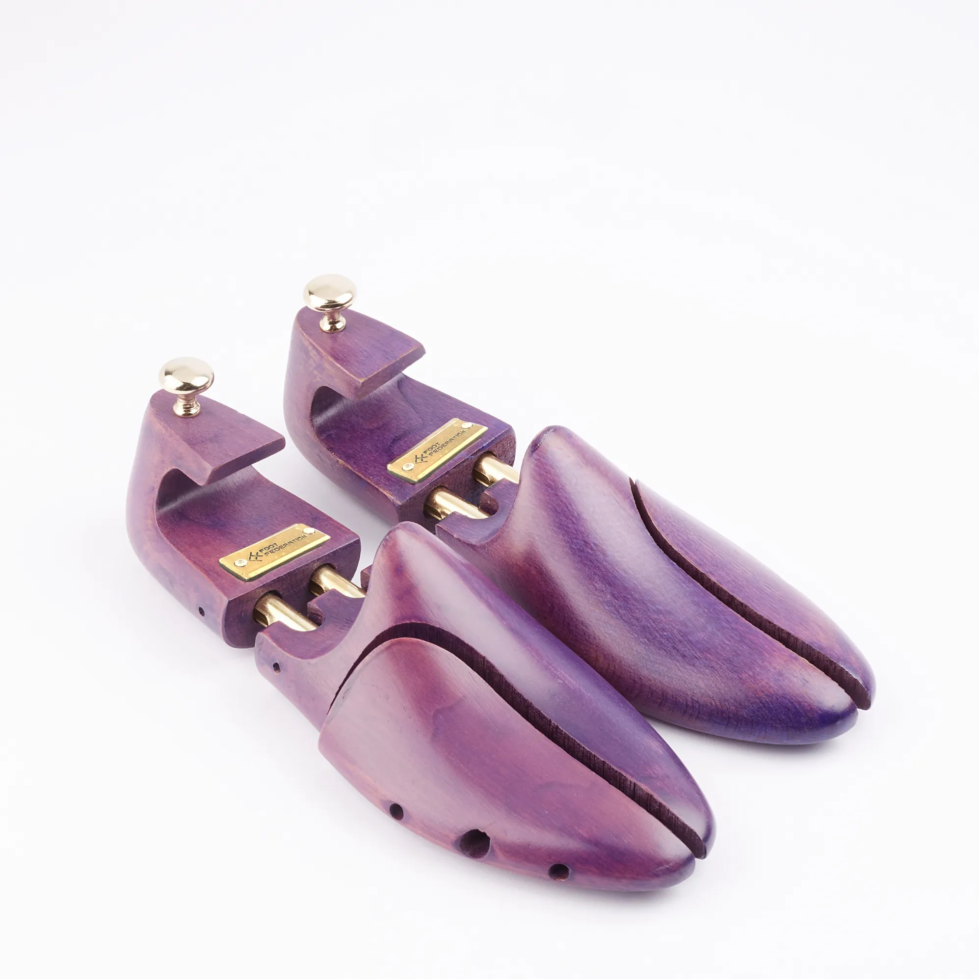 FOOT FEDERATION PURPLE COLOR MEN'S WOODEN SHOE TREE WITH TWIN TUBES