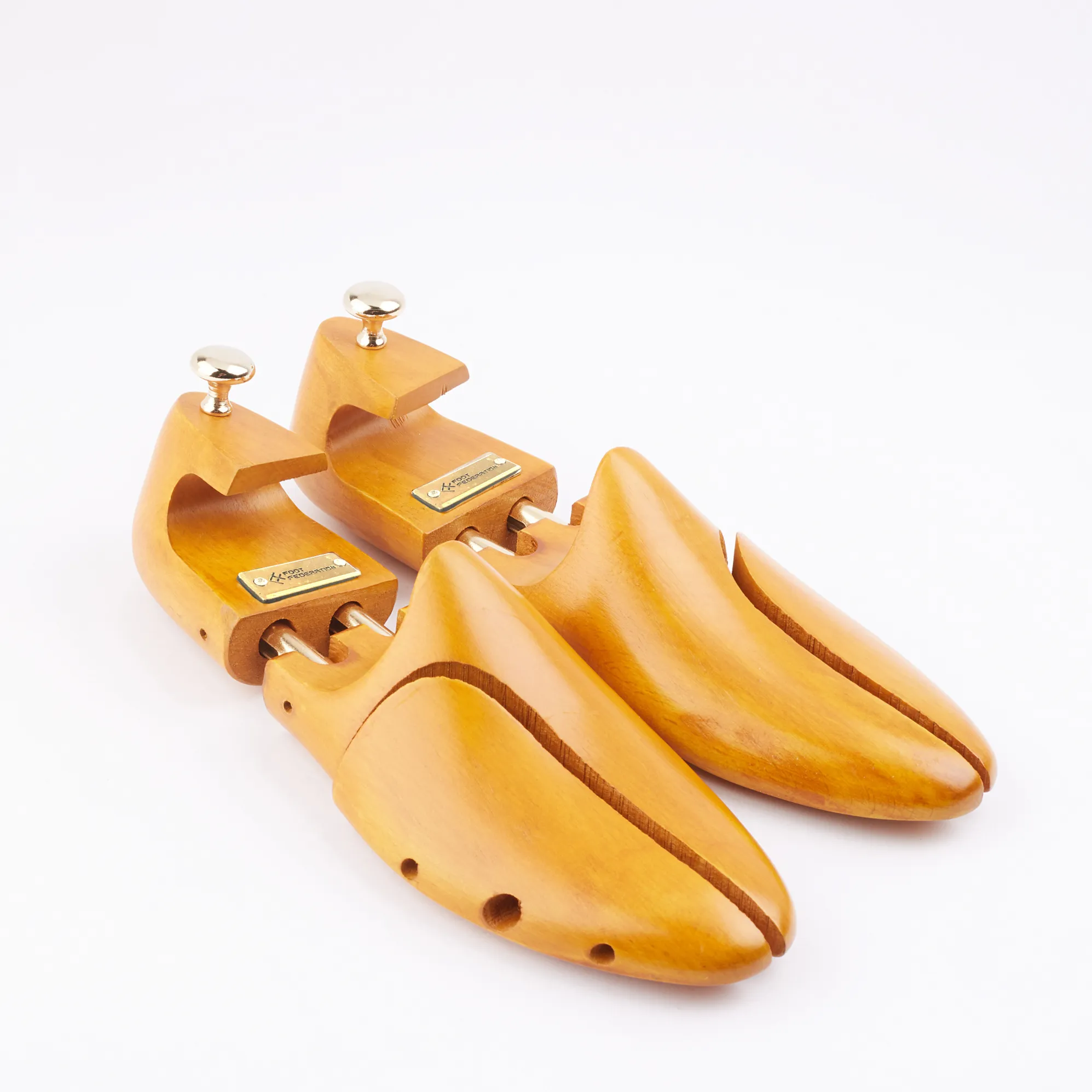 FOOT FEDERATION YELLOW COLOR MEN'S WOODEN SHOE TREE WITH TWIN TUBES