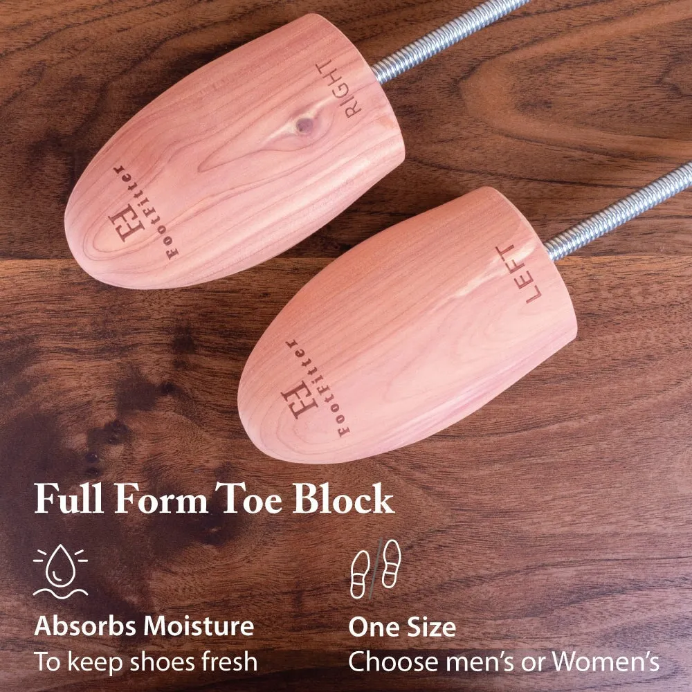 FootFitter Travel Cedar Shoe Tree, Portable Boot Trees, 3-Pack