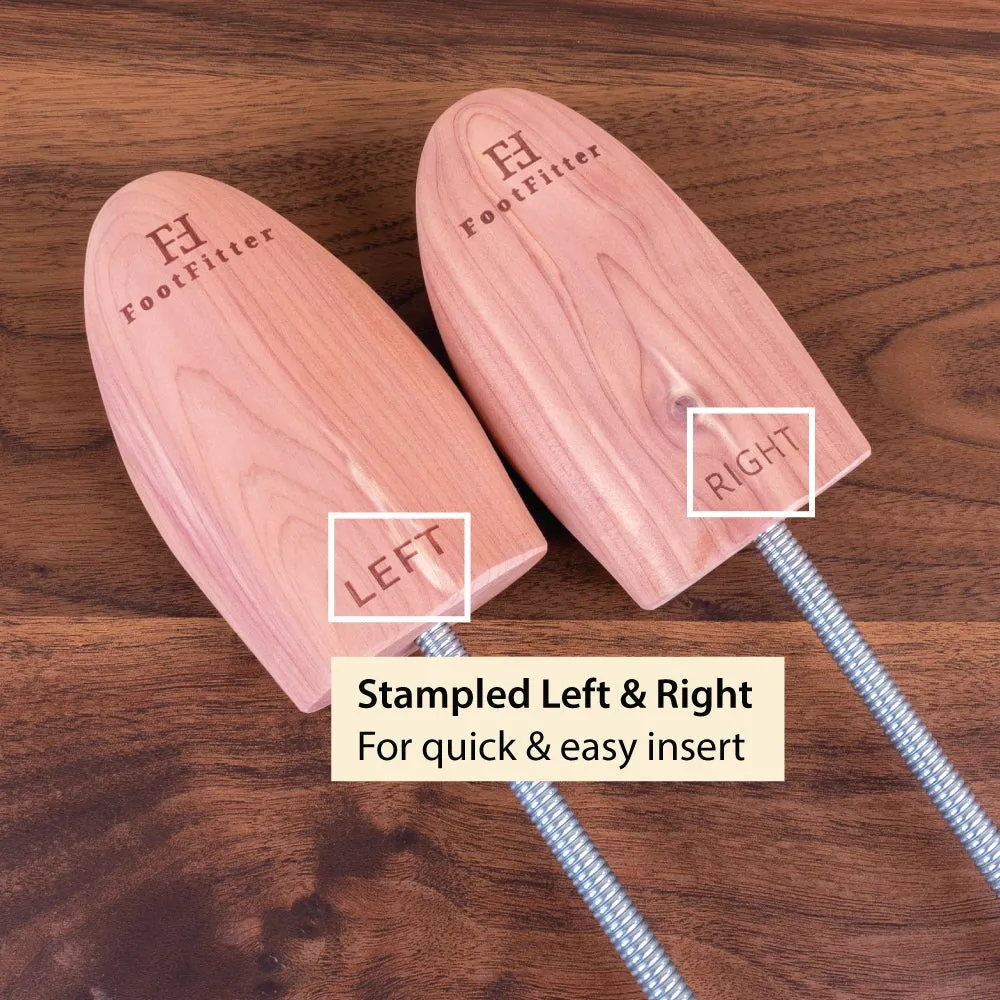 FootFitter Travel Cedar Shoe Tree, Portable Boot Trees, 3-Pack