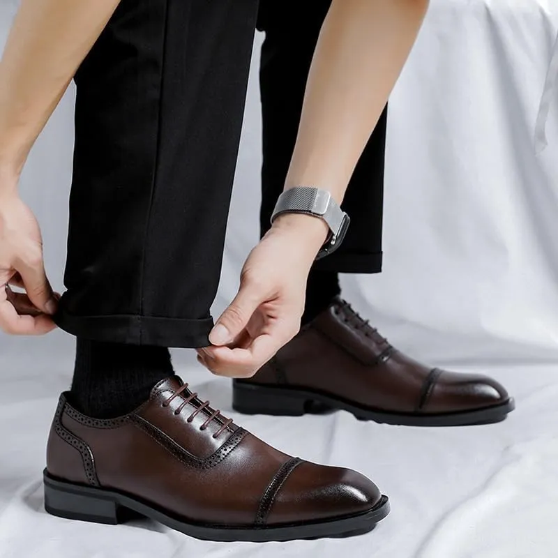 Formal Shoes Dress Oxford for Men Business & Casual Patent Leather Shoes Platform Lug Sole Walking Shoes for Men Formal Lace-Up Oxford Shoes